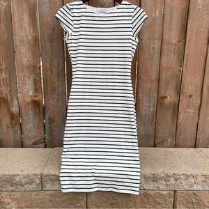 VELVET‎ TORCH Women’s White Black Stripe Sheath Dress Cap Sleeves Size Medium